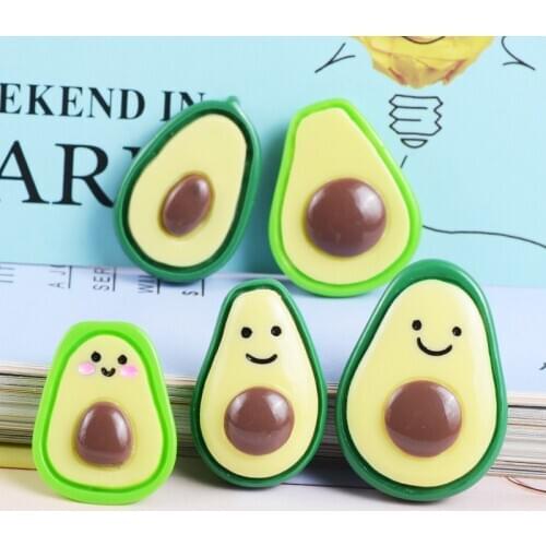 20PCS Flat Back Resin Kawaii Cabochon DIY Avocado Cartoon Resin Craft Decoration For Hair Bow Embellishment Phone Slime Jewelry