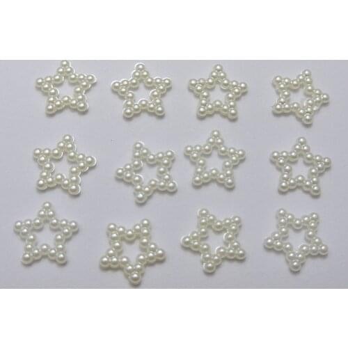 200 Ivory Acrylic Pearl Dotted Star Beads 12mm Scrapbook Craft