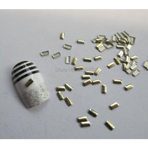 200pcs Cute S-64 2*4mm Nail Art Gold Rectangle Metal Stud Nail Art Decoration