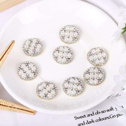 40Pcs/Lot 1.8CM AB Diamond Pearl Non-woven Fabric Round Patches Appliques For DIY Clothes Sewing And Hair Clip Accessories