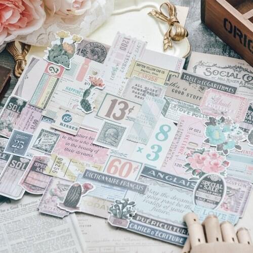 50PCS Vintage Plant Bill Material DIY Scrapbook Base Collage Photo Album Gift Decoration TAG. Material Paper