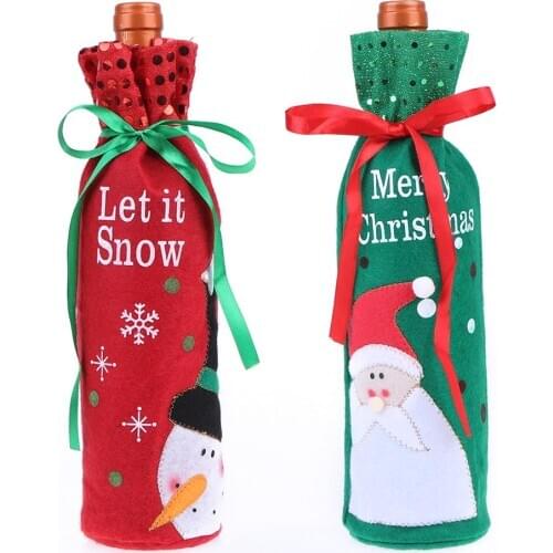 Christmas Wine Bottle Cover Merry Christmas Decorations For Home Xmas Ornament New Year 2021 Festival Children Gifts