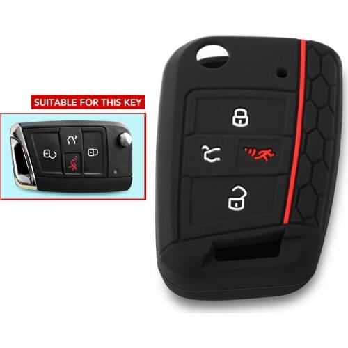 4 Button Silicone Car Remote Key Cover Case For VW Polo Golf 7 MK7 Atlas 2016 - 2020 For Skoda Octavia A7 Keyless Fob Shell Skin