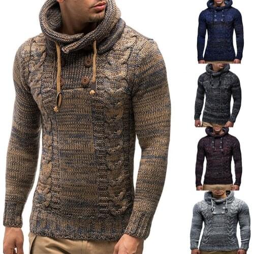 Breathable Chic Warm Twisted Men Casual Sweater Lightweight Casual Sweater Hooded for Daily Wear