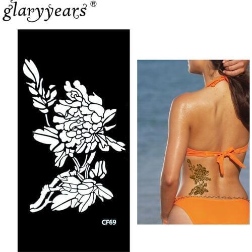 Glaryyears 1 Pc Henna Tattoo Stencil Fashion Pattern Paste Drawing Lady Body Art Tattoo Stencil Sexy Product Waterproof HN-CF69