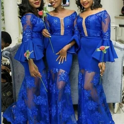 2019 Blue Bridesmaid Dresses vestido madrinha Maid Of Honor Dress brautjungfernkleid Long Dress for Party Gowns