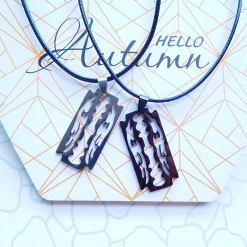 HC 2021 Punk Black Titanium Stainless Steel Rectangle Pendant Necklace Men Goth Cartoon Cosplay Film Hot Sale Choker Jewelry