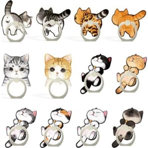 2021 Cartoon Cute Cat Kitty Phone Finger Ring Mobile Phone Stand Holder For iPhone Xiaomi Huawei Phone Holder All Smartphone
