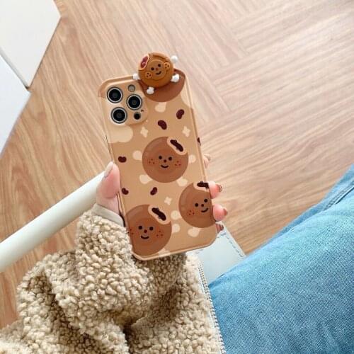 3D Cookie Doll Lovely Case for iPhone 11 12 Pro Max 8 7 6 6s Plus Xr XsMax X Xs SE 2020 12 Color Candy Soft Back Cover