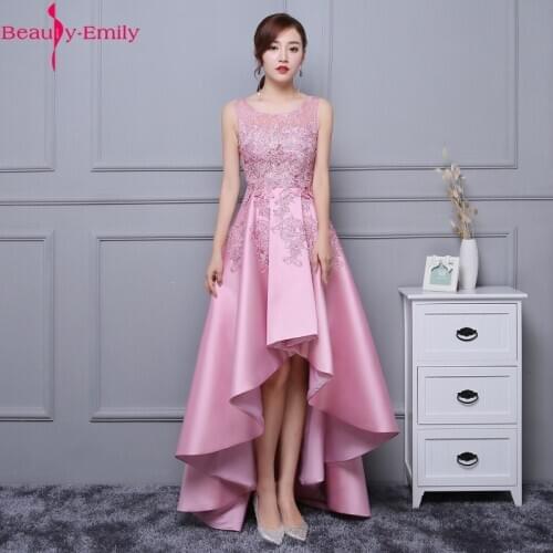 New Arrival Sleeveless Scoop Neck Lace Women Evening Dress 2021 Fashion Appliques Short Front Long Back Formal Party Dress