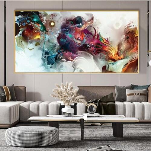 Colorful Ocean Abstract Canvas Painting Print Poster Art Oil Painting Landscape Large Modern Wall Picture For Living Room Decor