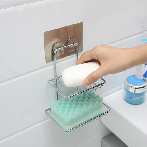 Punch-free Double-layer Soap Holder Wall-mounted Draining Storage Box Bathroom Accessories