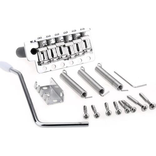 Wilkinson 54mm 6-Hole Vintage Steel Saddles with Full Steel Block Tremolo Bridge for USA Vintage Strat and Japan Strat, Chrome