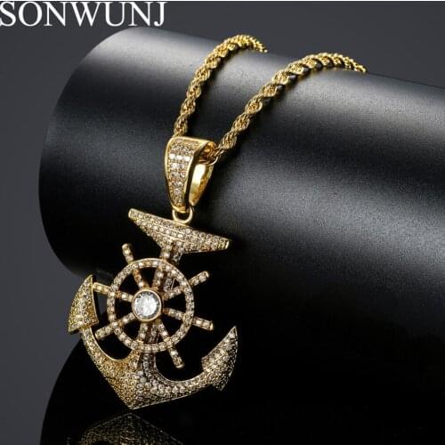 Bling bling Hip Hop Pendant Brass Micro pave with CZ stones Necklace Jewelry for men CN031