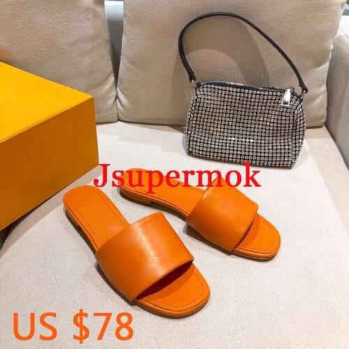 New Spring Summer Comfortable Genuine Leather slippers Luxury Designer Brand Women outdoor flat slippers