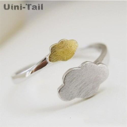 Uini-Tail classic hot sale 925 sterling silver color separation size Xiangyun ring two-color cloud fashion tide flow GN312
