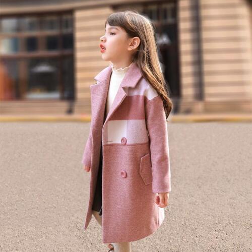 High-End Girls Woolen Coat New Autumn Winter Teenager Kids Thickened Wool Jacket Foreign Style Childrens Clothes Outerwear P356