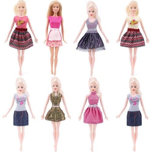 1 Pc Dress Bow-knot Designs Wave Point Outfit Short Dress Skirt For Barbie doll Daily Casual Wear Ken Accessories Girl`s Toy DIY