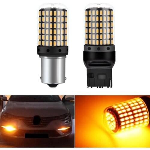 1PC Turn Signal Light T20 7440 W21W LED Bulbs 3014 144smd Led CanBus No Error 1156 BA15S P21W BAU15S PY21W Led Lamp 2100 Lm