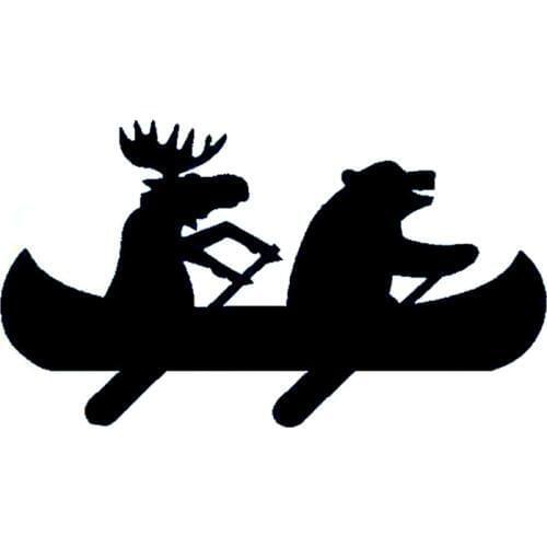 15.4CM*8.7CM Interesting Moose Bear Canoe Decal Vinyl Car Sticker S9-0334