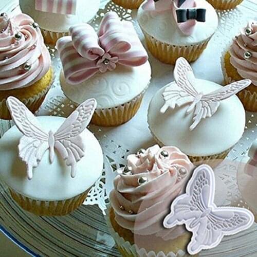 2/3/4 PCs Christmas 3D Butterfly Fondant Cutter Wedding Cake Decorating Tools Cookie Plunger Cutters Ice Pastry Slicer Baking