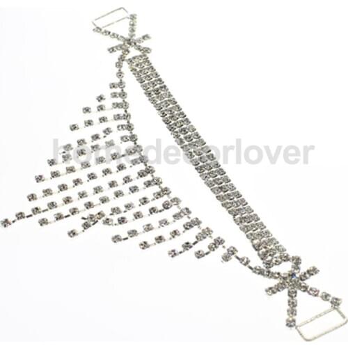 2Pcs Rhinestone Bikini Connector Buckle Metal Chain DIY Swimming Wear Triangle
