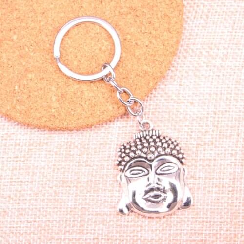 20pcs buddha head Keychain 40*30mm Pendants Car Key Chain Ring Holder Keyring Souvenir Jewelry Gift