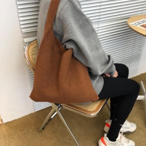 2020 Winter Women Bags Handbags Korean Style Ladies Shoulder Bag Thick Woolen Yarn Knitting Youth Middle Bag Whole Sale