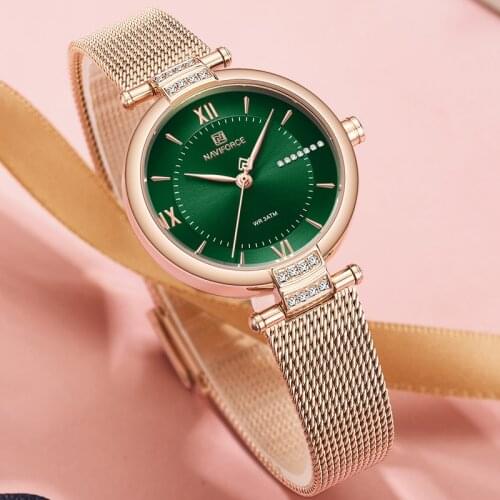 2021 Top Brand NAVIFORCE Ladies Watch Fashion Luxury Diamond Design Waterproof Stainless Steel Wristband Watches Quartz Clock