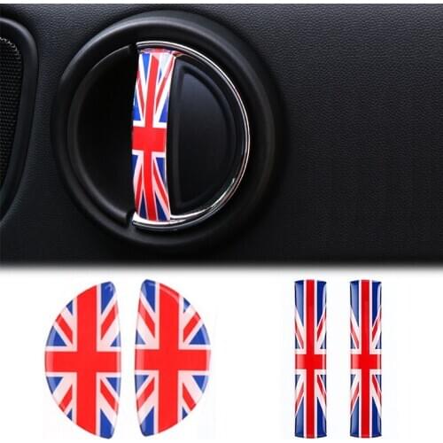 2pcs3D Epoxy glue Car interior Front rear door handles stickers For BMW MINI ONE COOPER S F54 F55 F56 F60 Countryman Car Styling