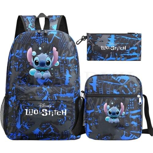 Disney Stitch 3pcs Sets Backpack Children Cartoon School Bag Bookbag Men Women Travel bags Mochila Daily Rucksack