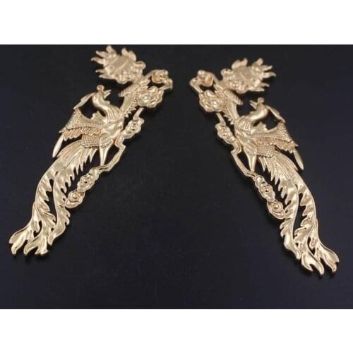 6pairs Brass Casted Retro Phoenix Oriental Charms Decoration Stamping Quality DIY Bridal Wedding Coronet Jewelry Accessories