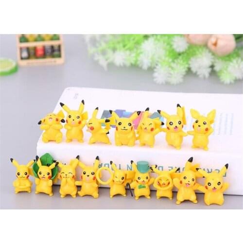80Pc/Lot (5Set) 4cm Pikachu PVC Figure Home Car Cake Decoration Figurine Toy Kids Collection Gift Toy