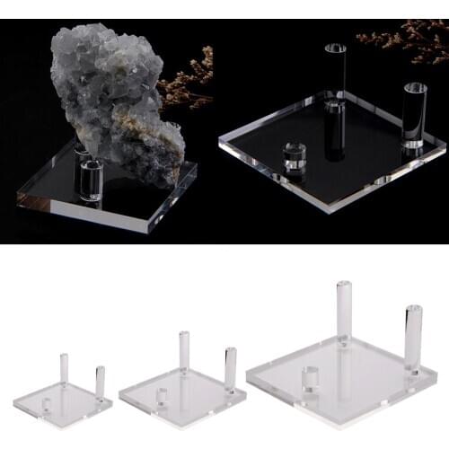 Three-Peg Display Stand Minerals Rock Specimen Suport Base Acrylic Clear Holder