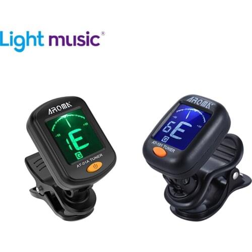 AROMA AT-01A/101 Guitar Tuner Foldable Rotatable Clip-on Tuner High Sensitivity for Bass Ukulele Chromatic Guitar Accessories