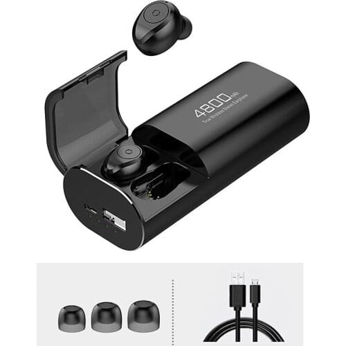 Wireless Bluetooth 5.0 Headphones with 4800MAh Charging Case [As Power Bank] with Mic USB Type C Cable TWS Stereo In-Ear Earphon