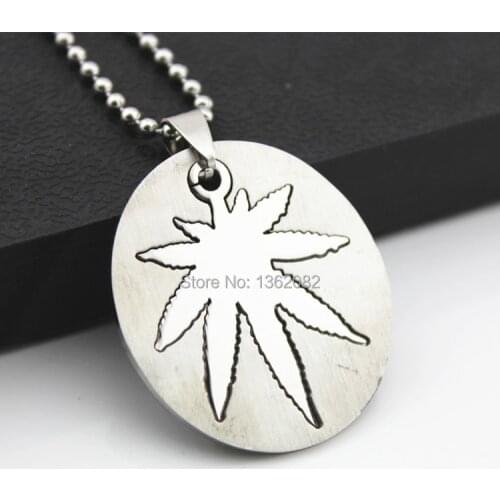New Fashion 2-in-1 Stainless Steel Silver Tone Lucky leaf Charms Pendant 24" Bead Chain Necklace MN240