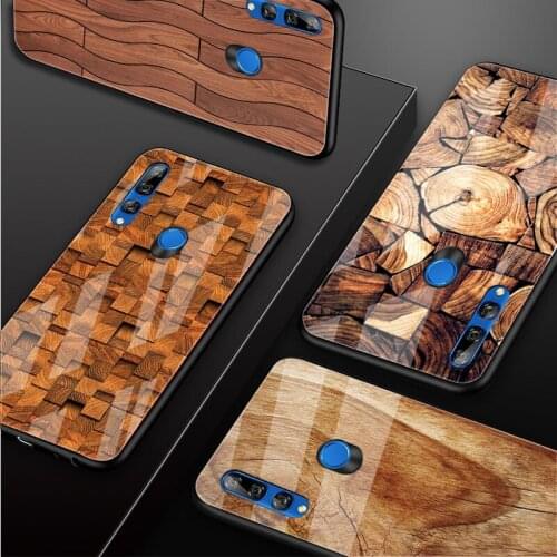 Wood textures Tempered Glass Phone Case For Huawei honor 8X 9 10i 20i 20Lite 20Pro 30 Pro Cover Shell