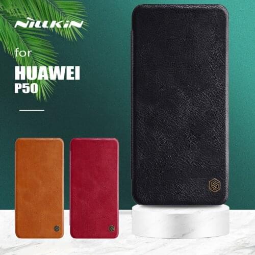 For Huawei P50 Case Nillkin Qin Luxury Flip Leather Case Ultra-Thin Card Slot Back Cover for Huawei P50 Case
