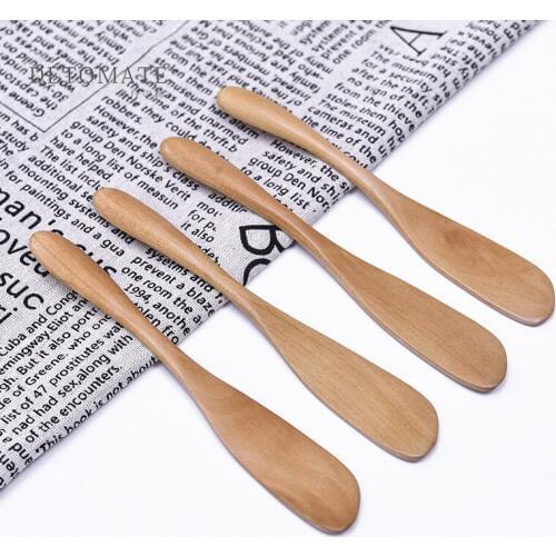 5pcs New wooden wood mask knife butter jam knife new wood knife solid wood Cheese Spreader cutlery dinner set
