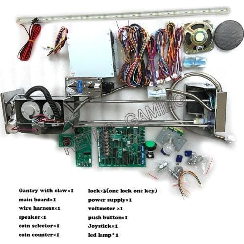 DIY Luxury plush crane game machine kit claw crane game PCB board background music ,english display, counting sensor,joystick