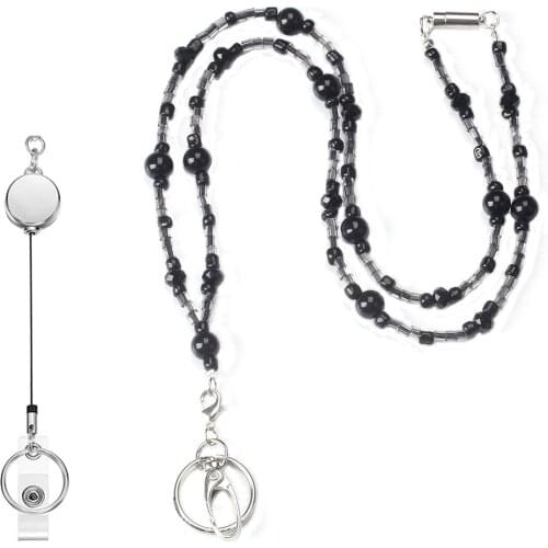 Womens Lanyard Retractable Badge Reel Lanyards Stainless Steel ID Card Badge Holder Key Clip Neck Chain Nurse Accessories