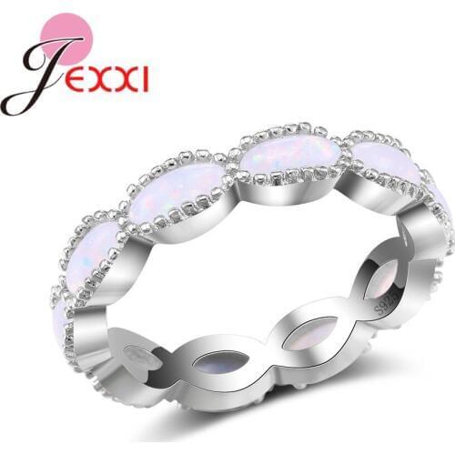Round Design White Opal Inlaid 925 Sterling Silver Women Engagement Trendy Rings Best Romantic Bague Gifts For Girlfriend
