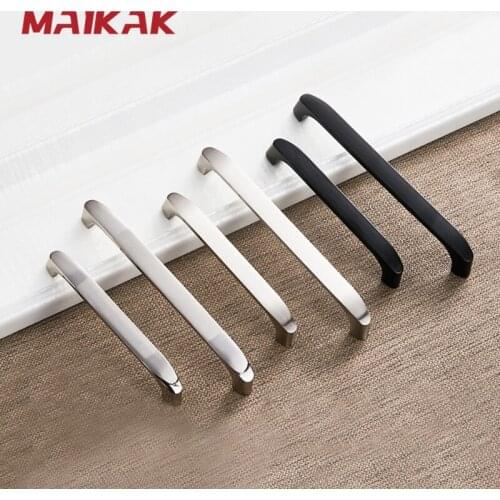 MAIKAK Cabinet Handles Kitchen Door Handles Zinc Alloy Wardrobe Drawer Handles Black Brushed Modern Style Furniture Hardware