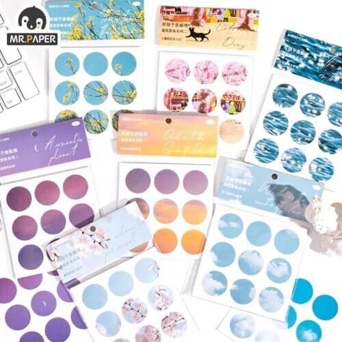 Mr.paper 8 Designs 9Pcs/bag Temperature Album Series Ins Style Hand Account DIY Decoration Collage Material Plain Sheet Stickers