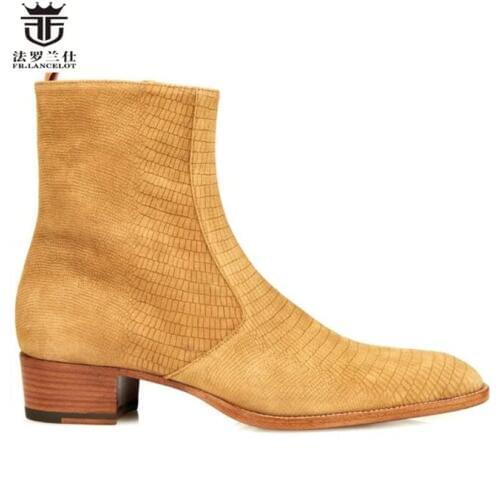 FR.LANCELOT 2020 Chelsea boots men leather boots British Style retro ankle shoes high top zip up men party boots