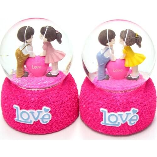 Night Light Music Box Crystal Ball Craft Home Desktop Decor Snow Globe Glass Wedding Gift Winter Lovers Snowball With Light