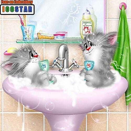 2015 New Arrived Diamond Painting Animals Cartoon Cat Lover Cross Stitch Square Diamond Embroidery Sets Home Decoration