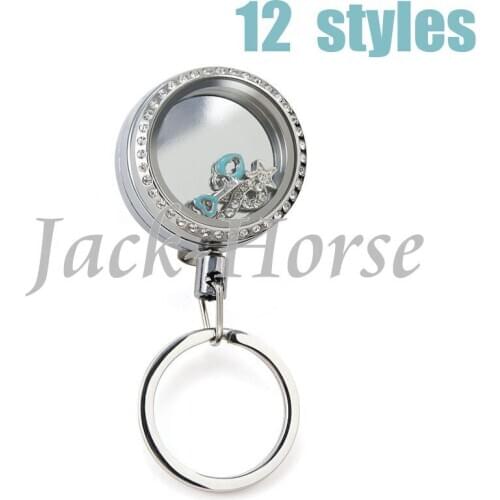 New arrival 30mm can open locket retractable reel key chain red white black badge reel stainless steel key chain reel