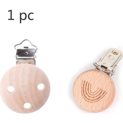 New Arrival Lovely Rainbow Wooden Pacifier Clip Natural Beech Wood Baby Pacifier Clips Dummy Clips DIY Pacifier Chain Accessory